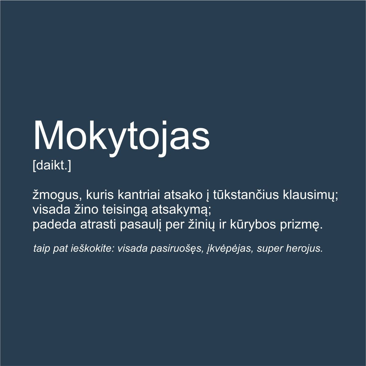 Mėlynas UNISEX džemperis be gobtuvo "Mokytojas" Pagaminta prekė (S, 3XL dydis)