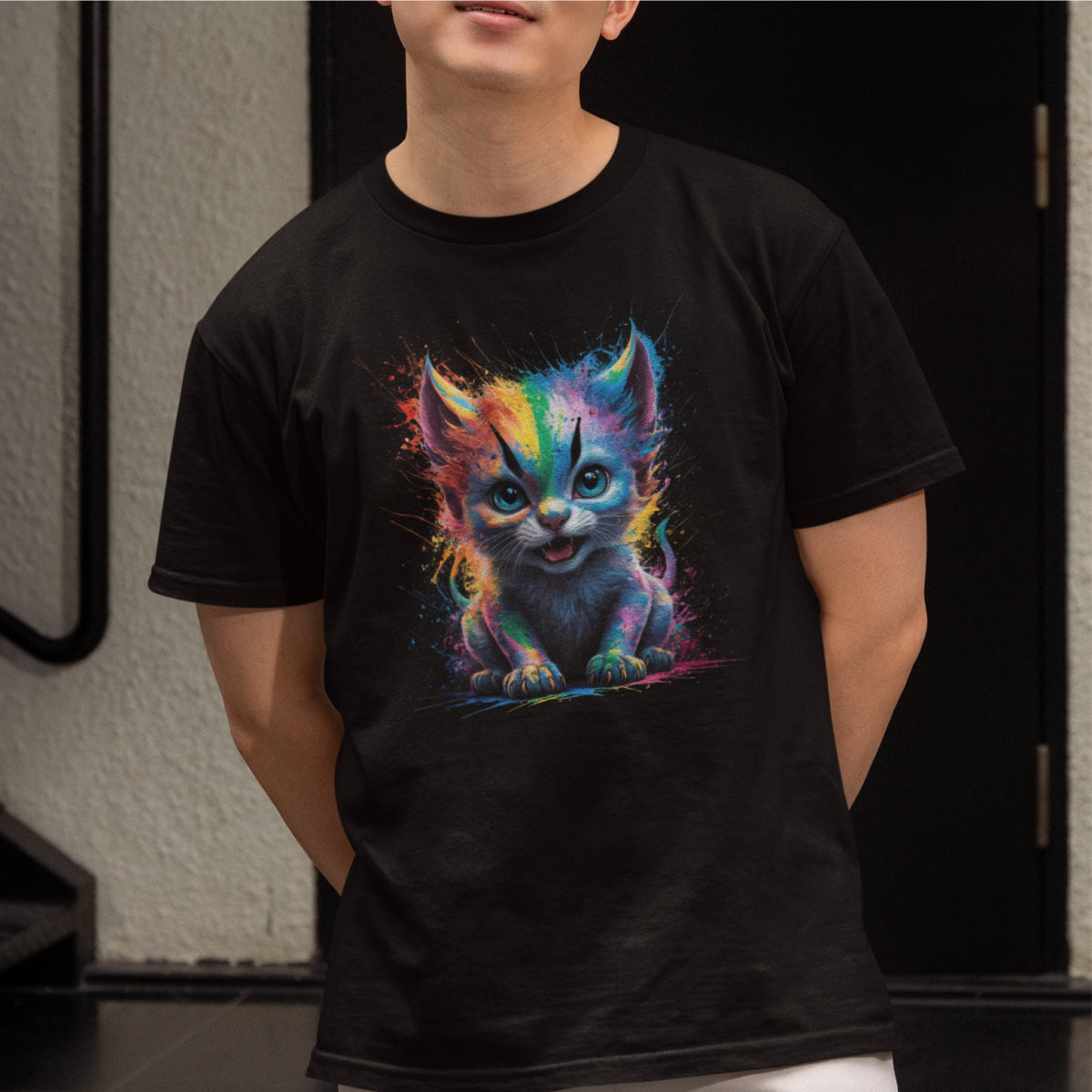 Juodi UNISEX marškinėliai "Katiniauskas" Pagaminta prekė (XS dydis)