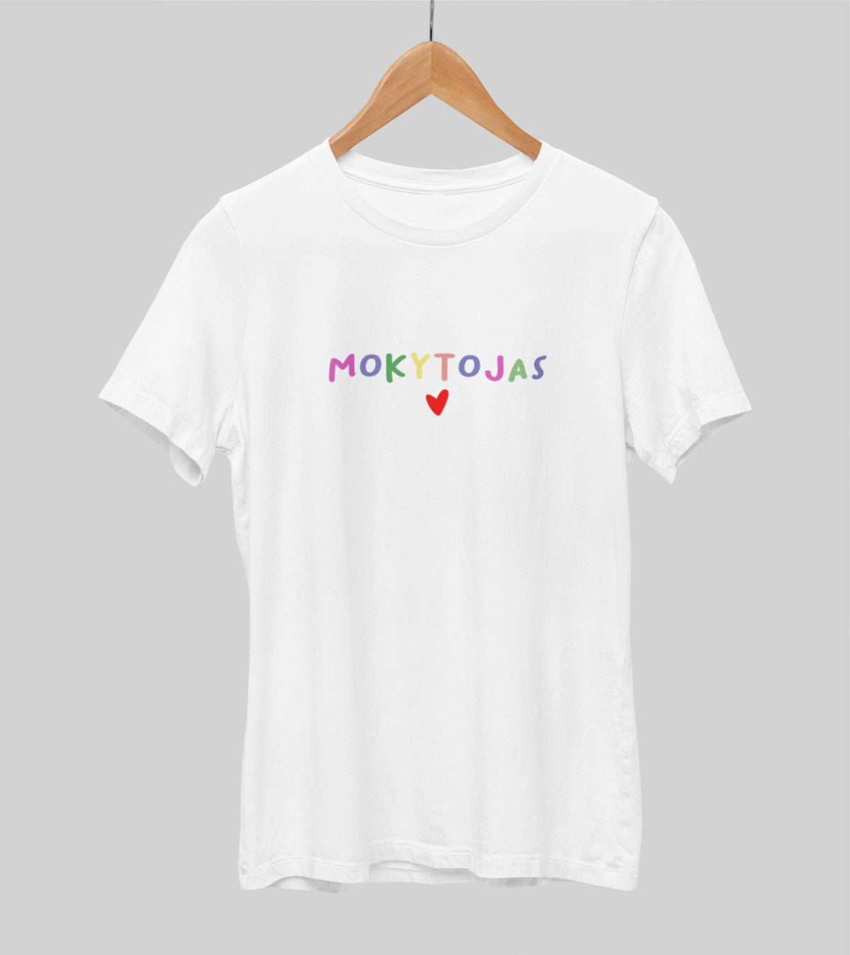 Balti UNISEX marškinėliai "Spalvotas mokytojas" Pagaminta prekė (XS dydis)