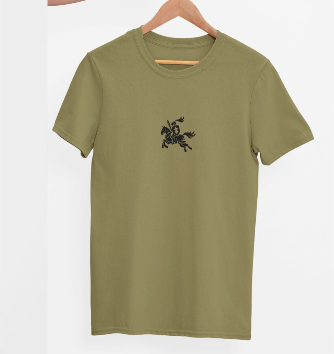 RIBOTO LEIDIMO. Chaki UNISEX marškinėliai "Vienspalvis Vytis be užrašo“