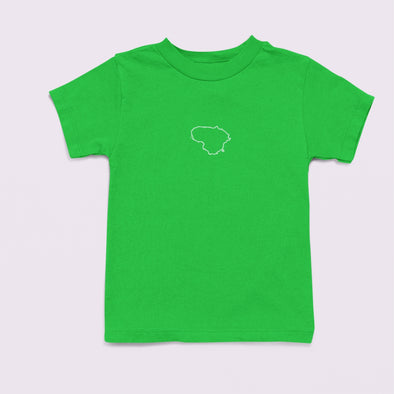 Šviesiai žali vaikiški marškinėliai "Balti Lietuvos kontūrai" PASKUTINIAI VIENETAI (Imperial kids)