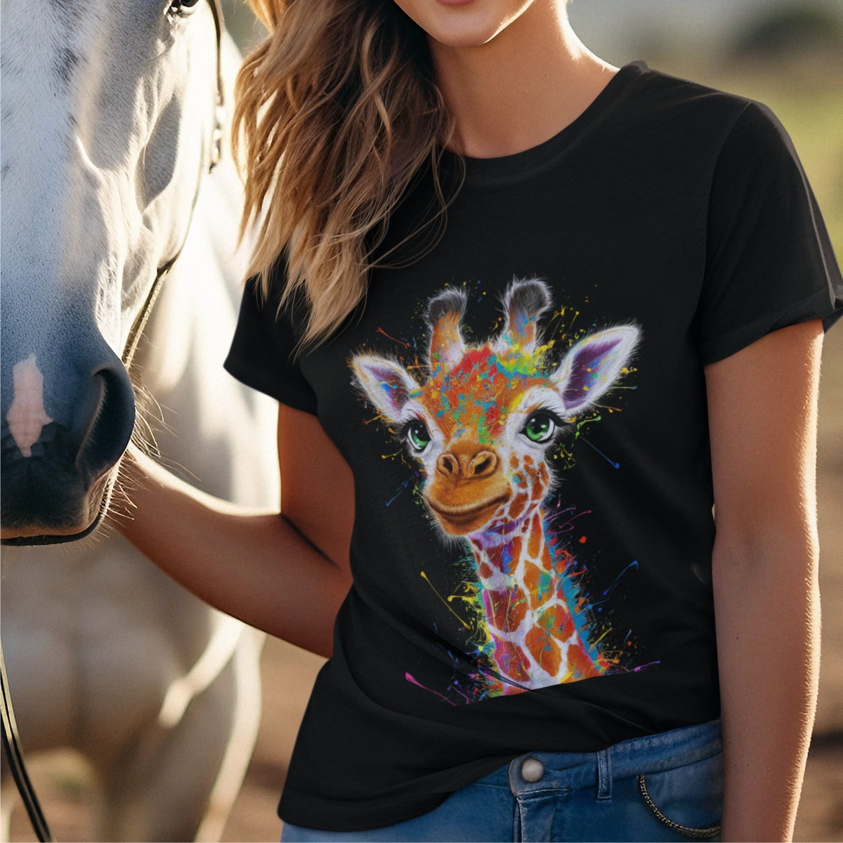 Juodi UNISEX marškinėliai "Žirafiukas" Pagaminta prekė (3XL dydis)