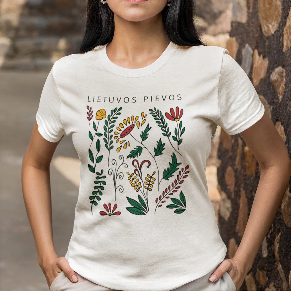 Balti Premium UNISEX marškinėliai su spauda ant priekio ir su spauda ant nugaros "Lietuvos pievos"  (XL dydis). Pagaminta prekė. Greitas išsiuntimas!