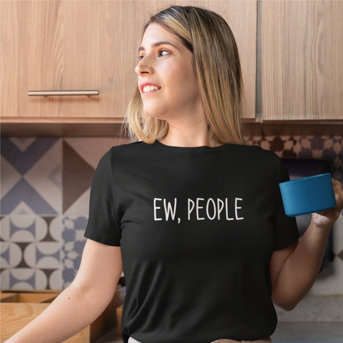 Juodi UNISEX marškinėliai "Ew, people"