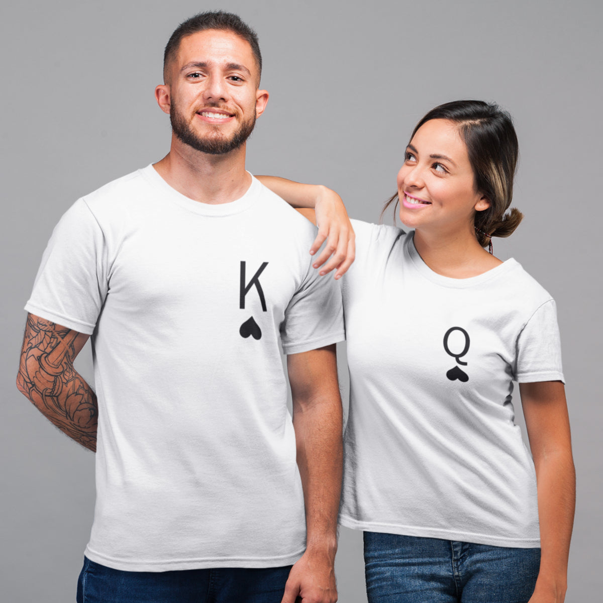 Balti unisex marškinėliai poroms „Vyno karaliai“