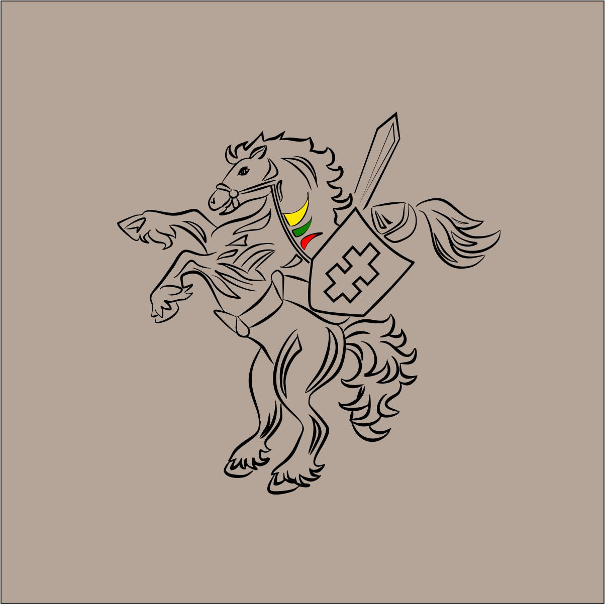 Pilkšvi UNISEX marškinėliai "KOVOJANTIS VYTIS" PASKUTINIAI VIENETAI (XS,S,M dydžiai)