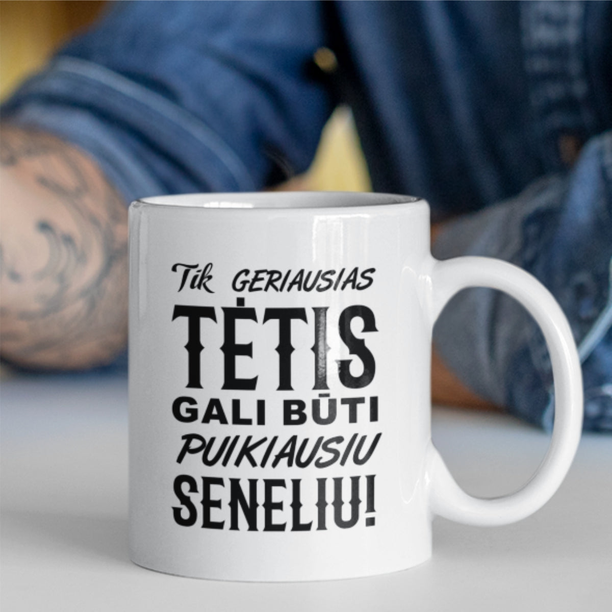 Puodelis su spauda "Tik geriausias tėtis gali būti puikiausiu seneliu"