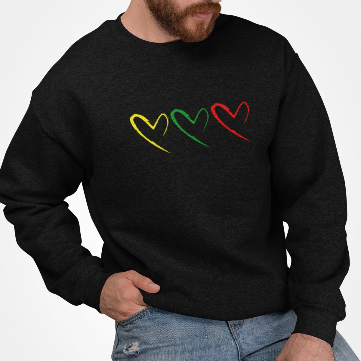 Juodas UNISEX džemperis be kapišono "Lietuviškos širdelės" Ribotas kiekis (2XL)