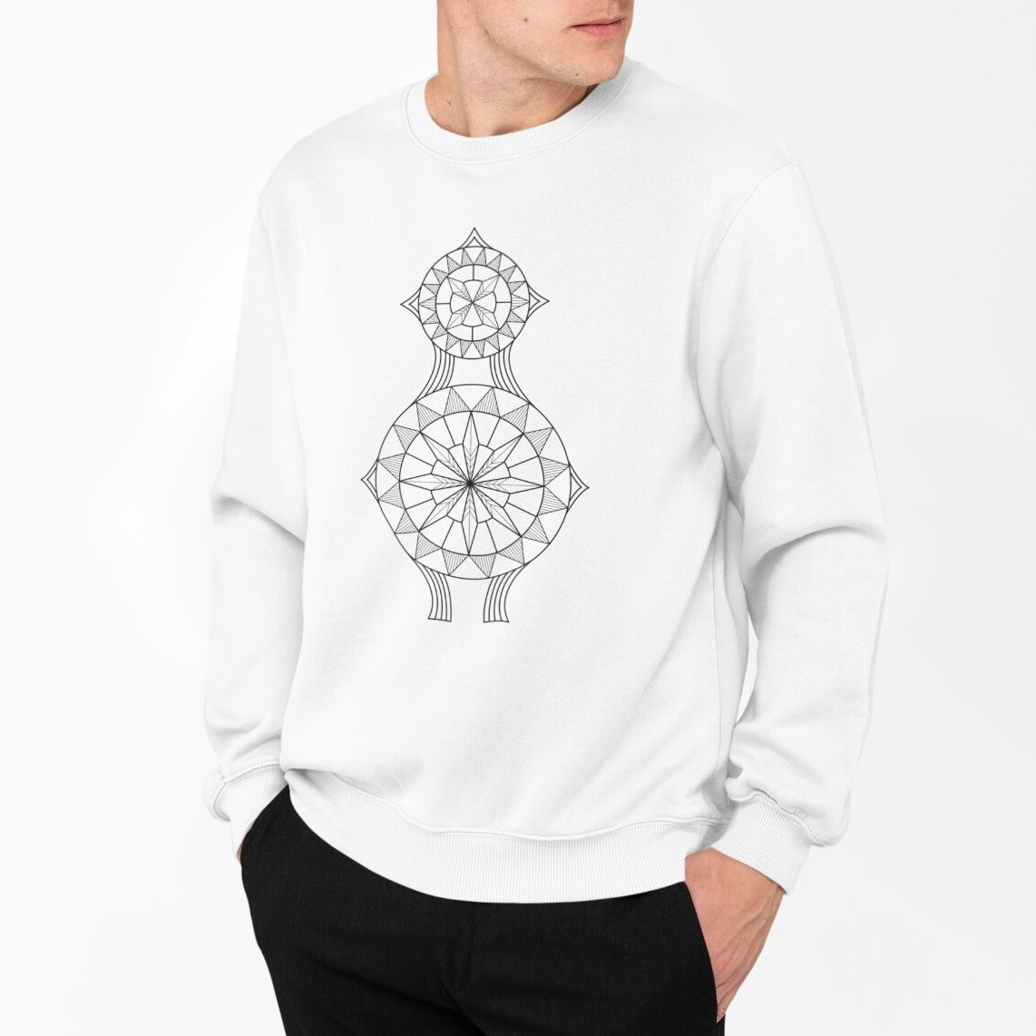 Baltas UNISEX džemperis be gobtuvo "Verpstė" Pagaminta prekė (L,XL)
