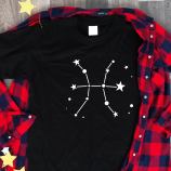 Juodi unisex marškinėliai zodiakas "Žuvys“ Pagaminta prekė (2XL dydis)