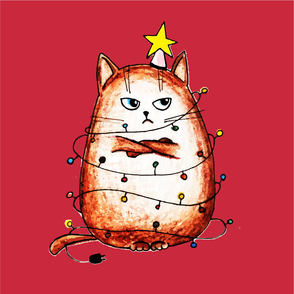 Vaikiškas raudonas kalėdinis džemperis "Pikts katins"