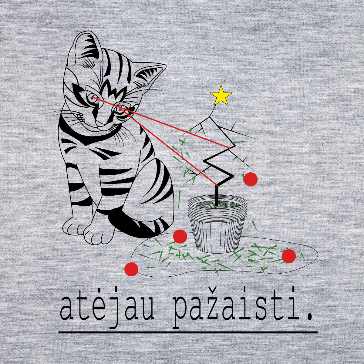 Pilki melanžiniai UNISEX kalėdiniai marškinėliai "Atėjau pažaisti"