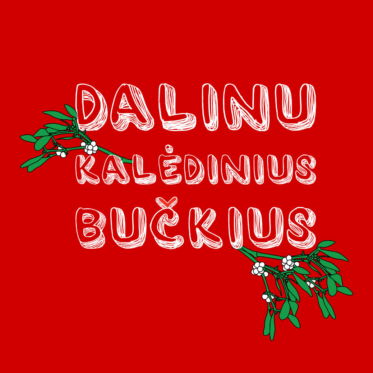 Raudoni UNISEX kalėdiniai marškinėliai "Dalinu Kalėdinius bučkius"