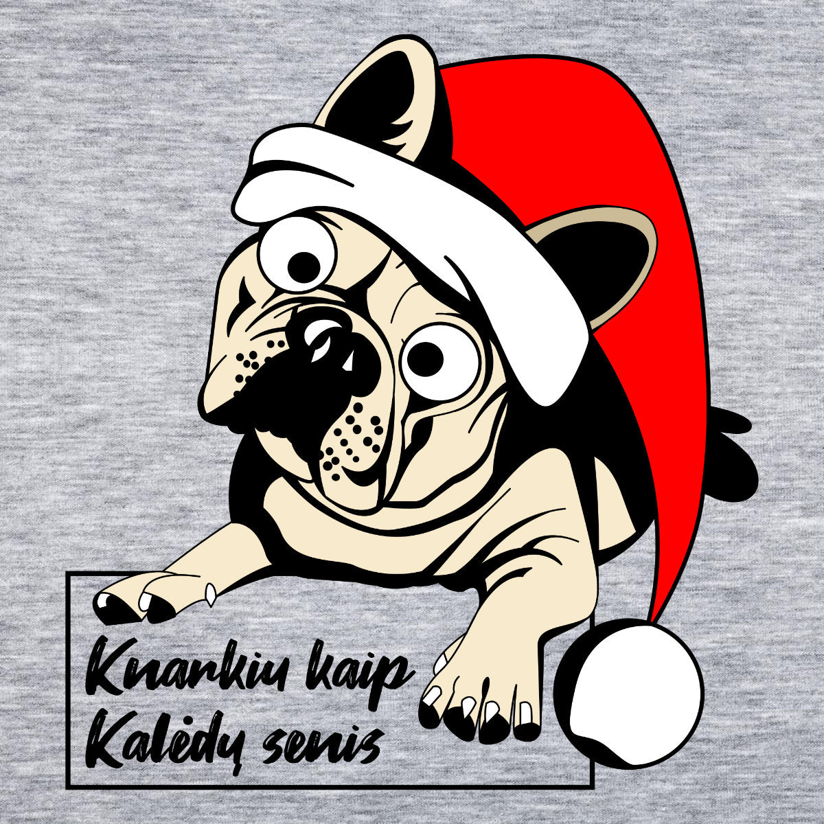 Pilki melanžiniai UNISEX kalėdiniai marškinėliai "Knarkiu kaip Kalėdų senis"