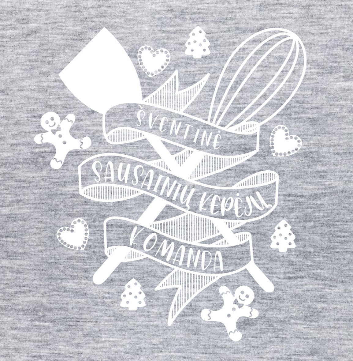 Vaikiškas pilkas melanžinis kalėdinis džemperis "Sausainiu kepejai"