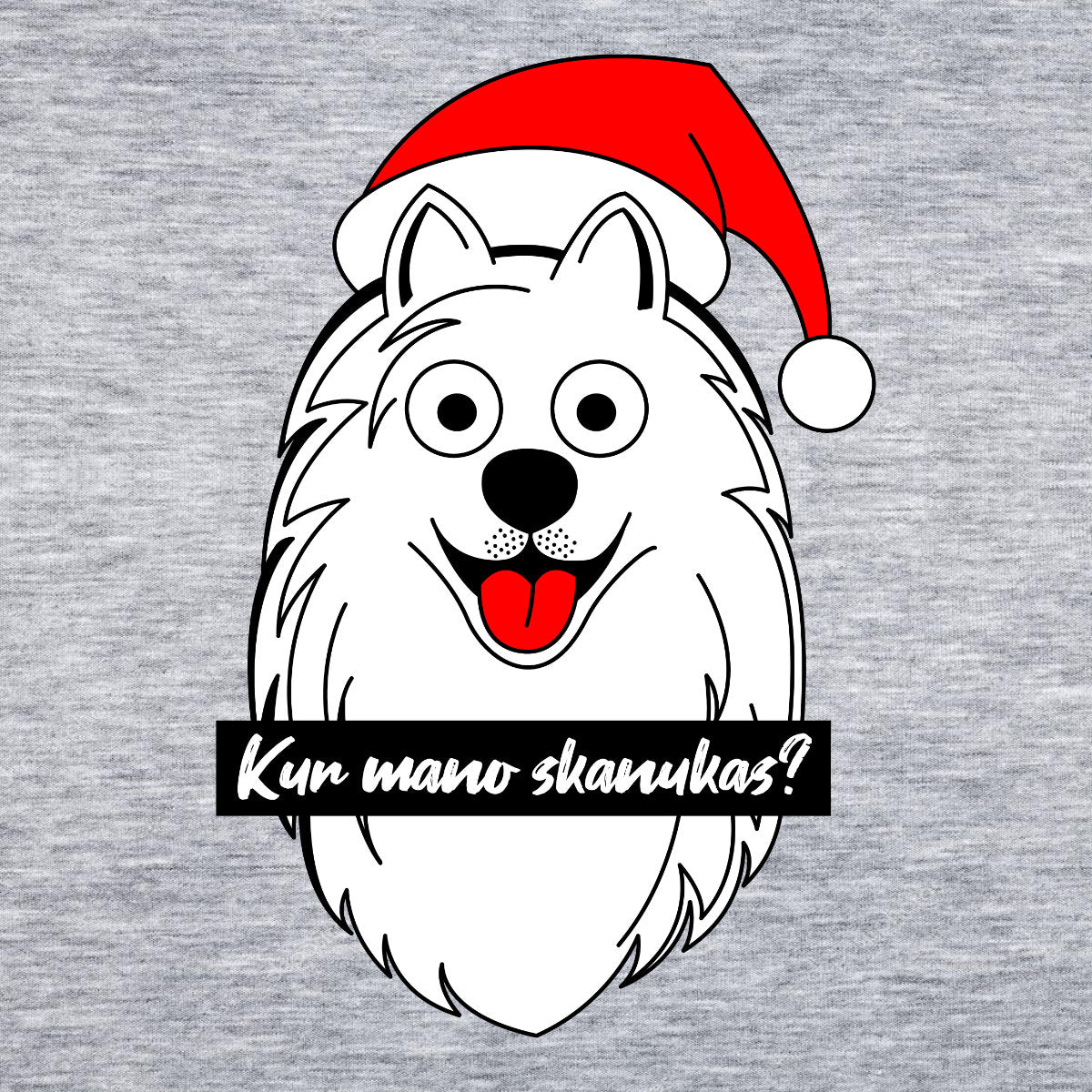 Pilki melanžiniai UNISEX kalėdiniai marškinėliai "Kur mano skanukas"