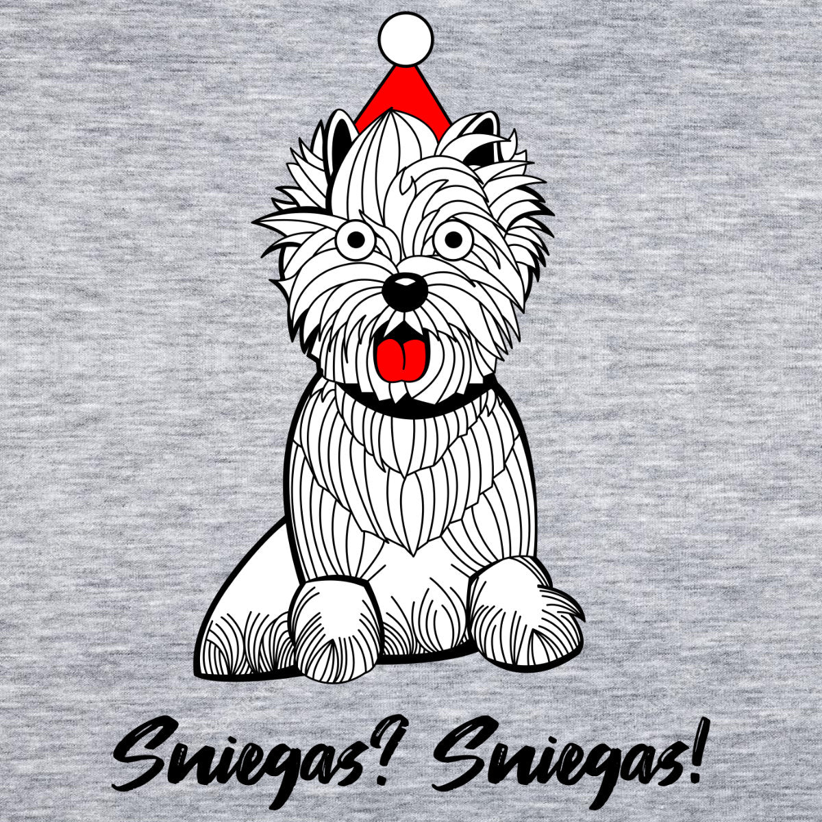 Pilki melanžiniai UNISEX kalėdiniai marškinėliai "Sniegas? Sniegas!"