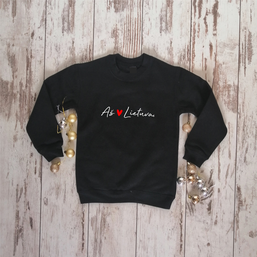 Vaikiškas juodas džemperis "Meilė Lietuvai"