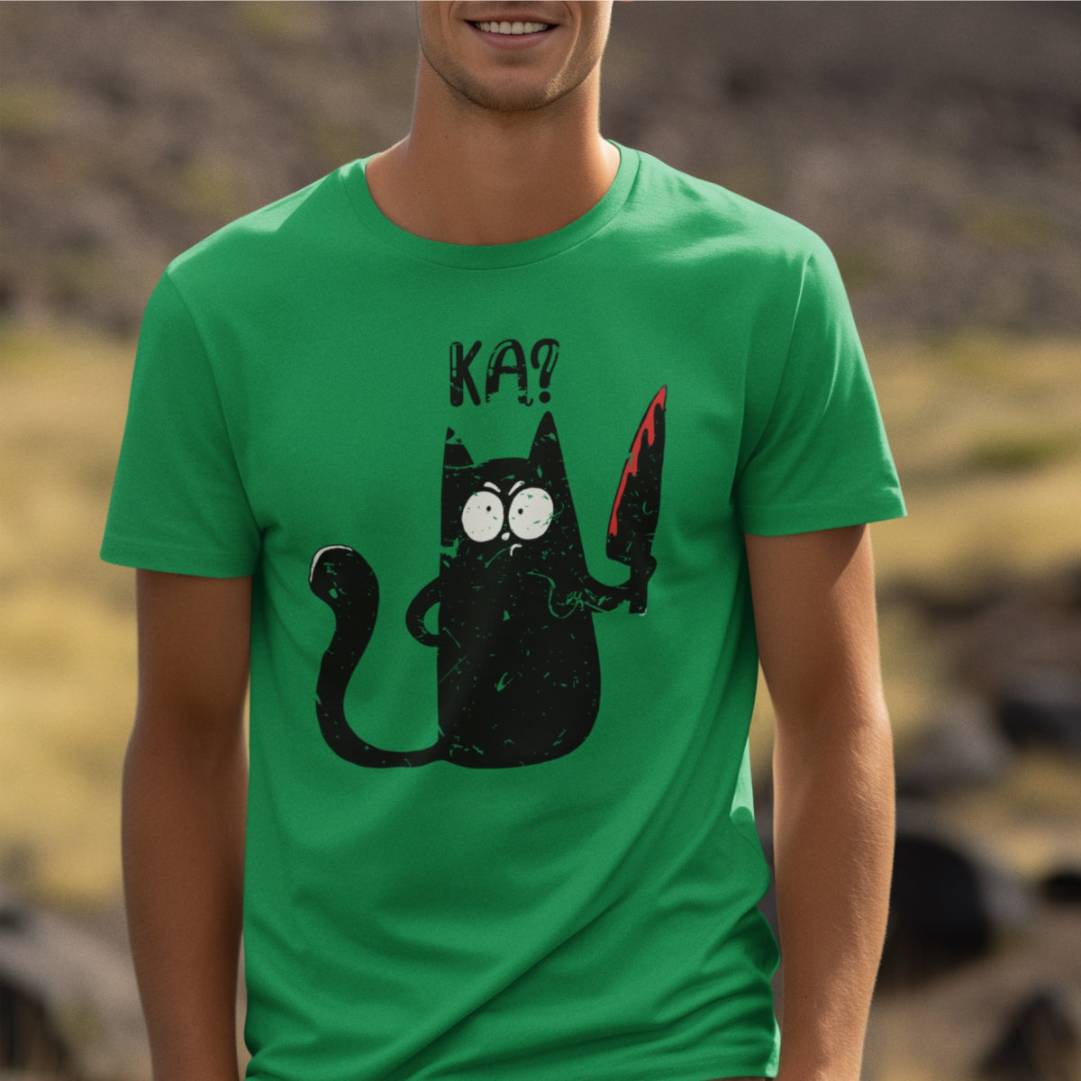 Žali UNISEX marškinėliai "Ką katinukas“