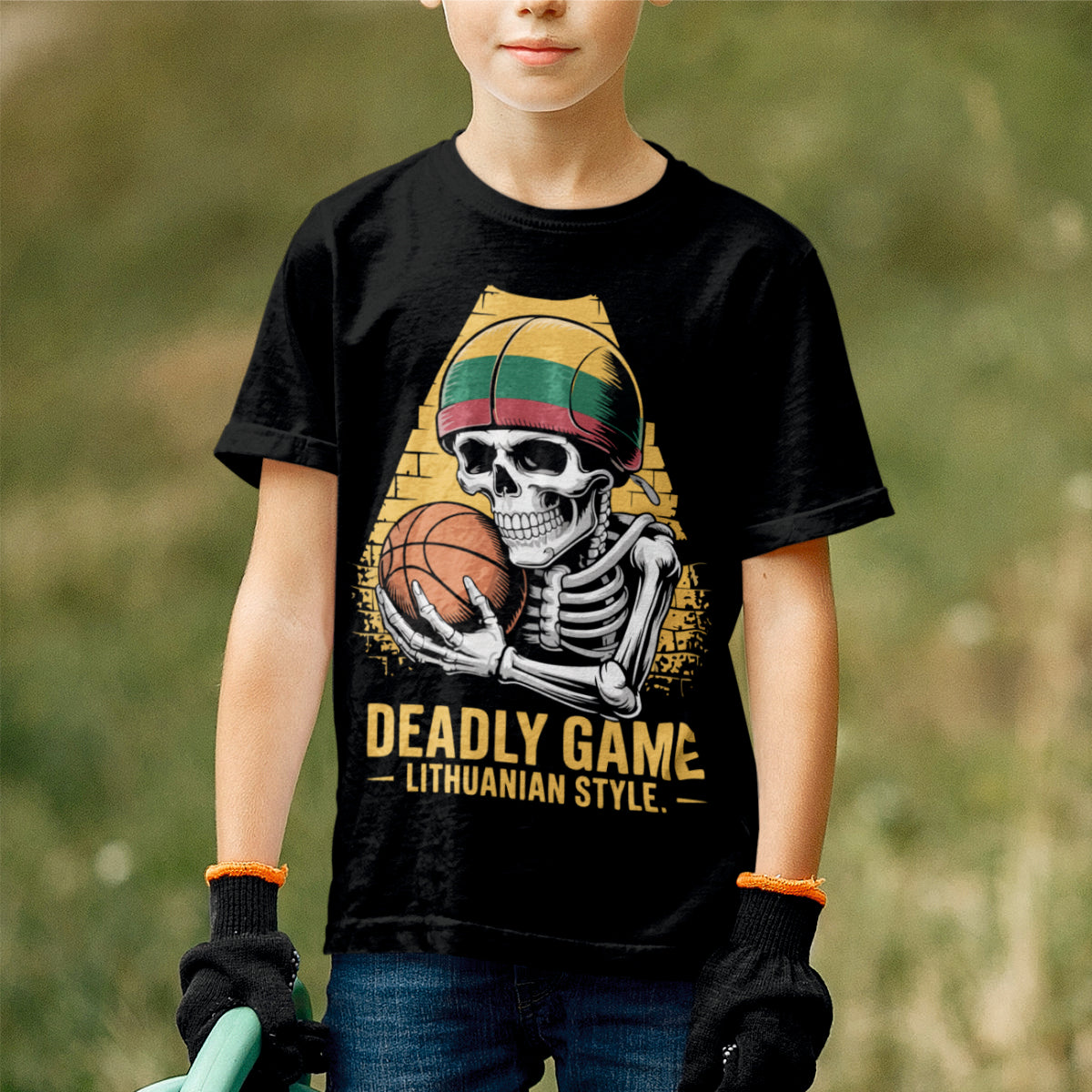 Juodi vaikiški marškinėliai "Deadly game"