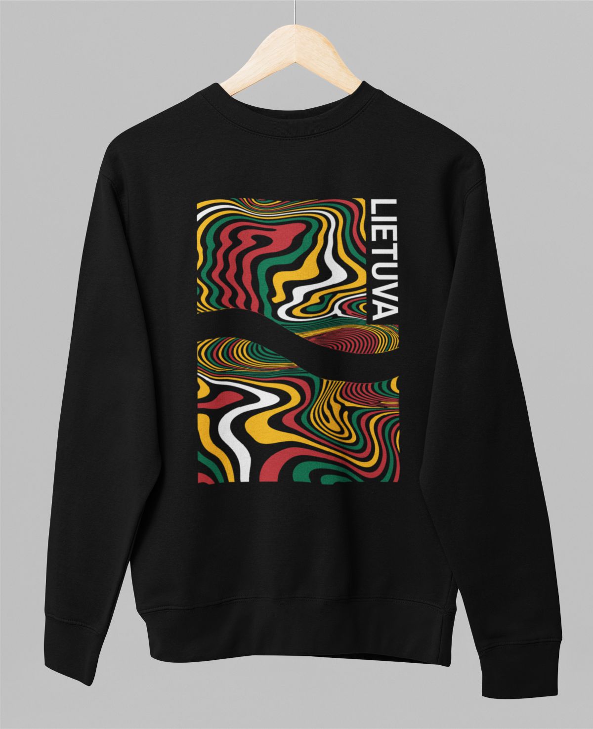 Juodas džemperis be gobtuvo "Brangios spalvos"