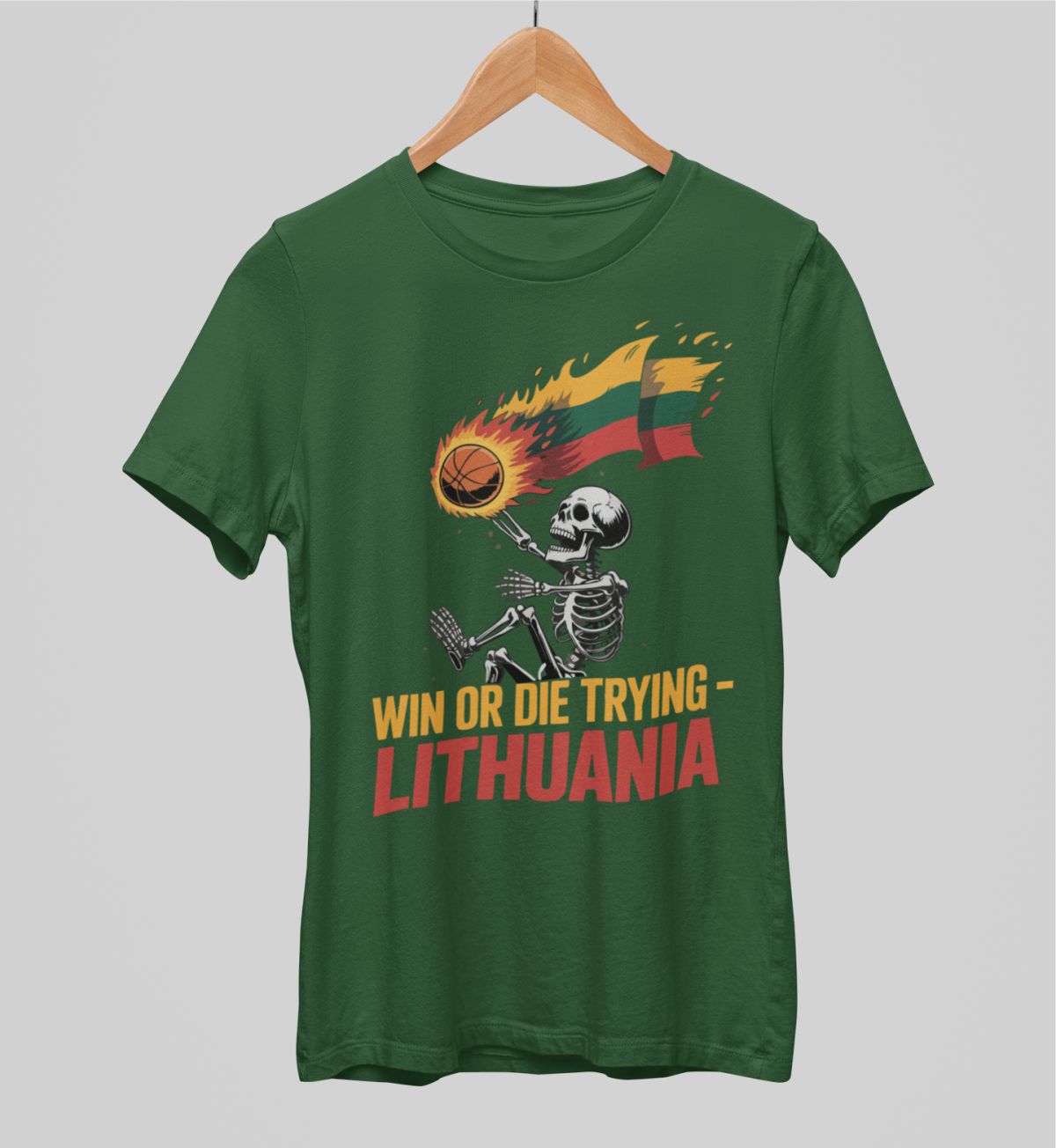 Tamsiai žali UNISEX marškinėliai "Win or die"