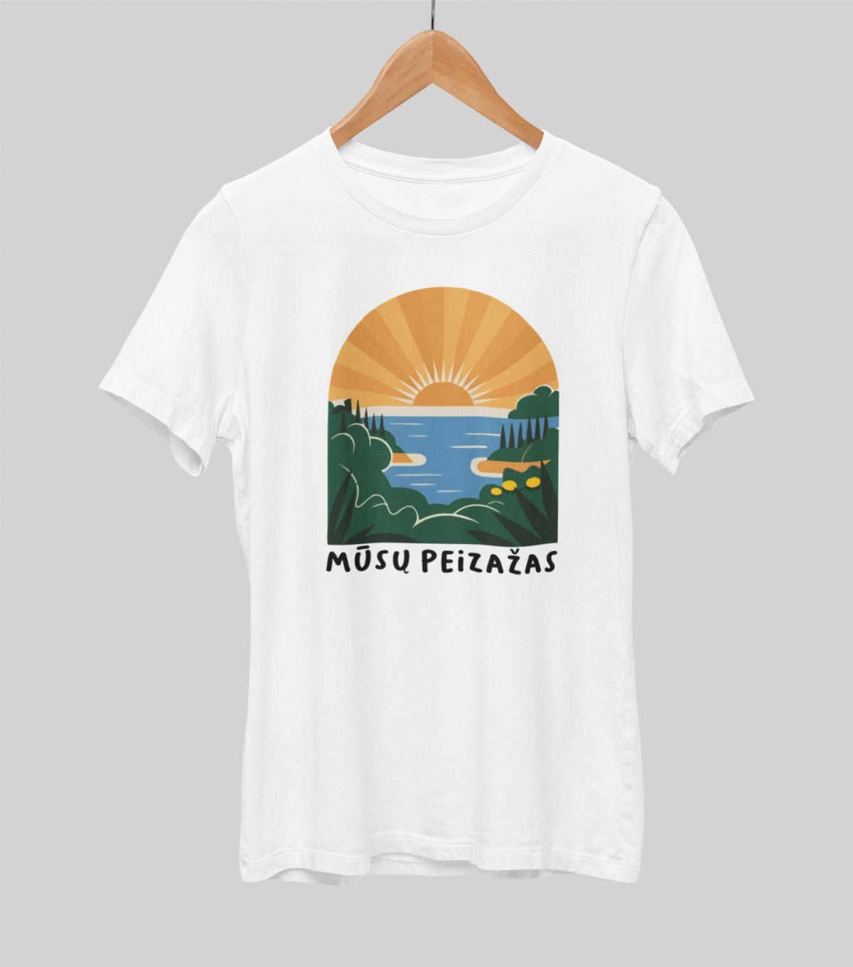 Balti UNISEX marškinėliai "Mūsų peizažas“