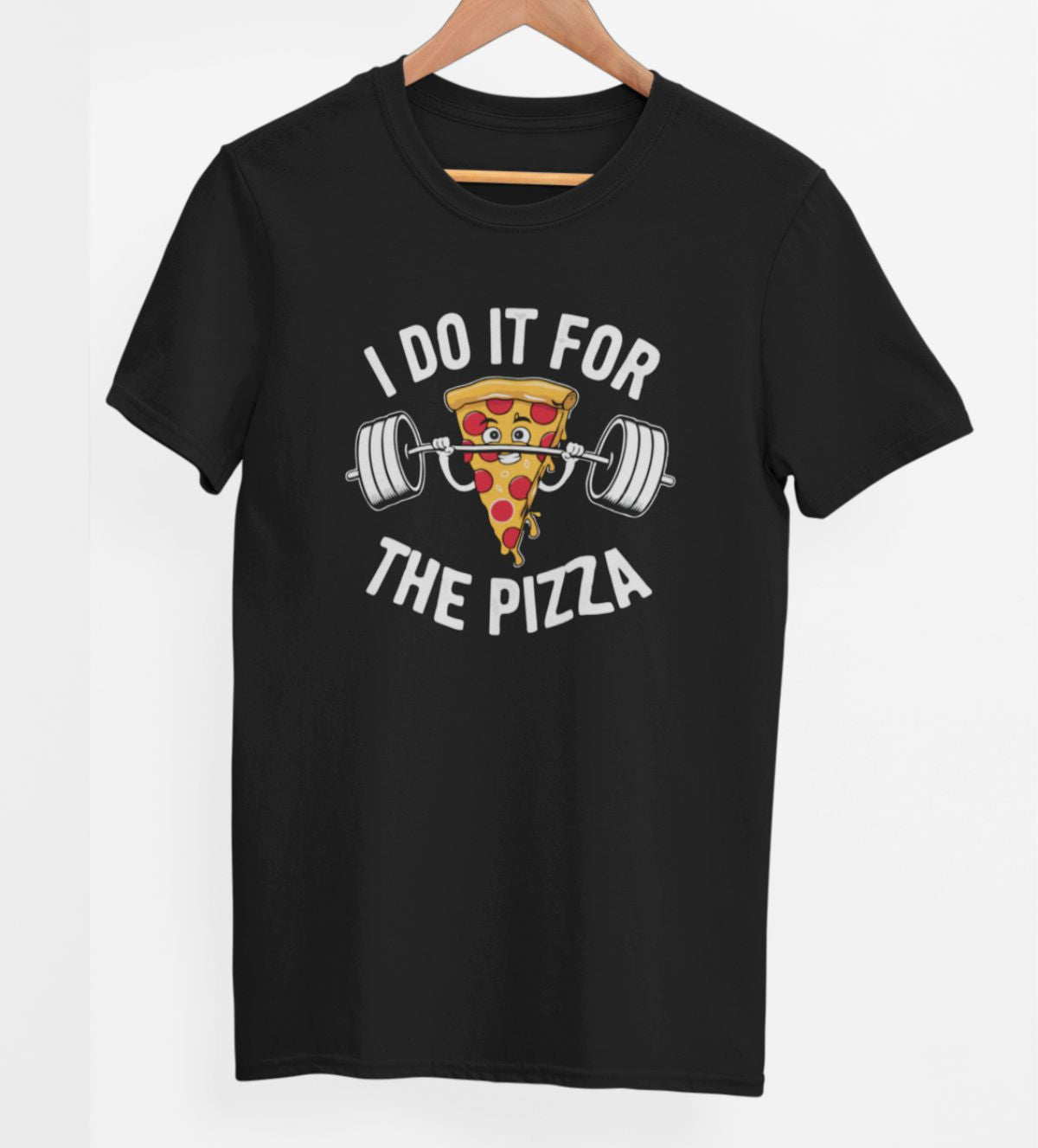 Juodi UNISEX marškinėliai "Do it for pizza"
