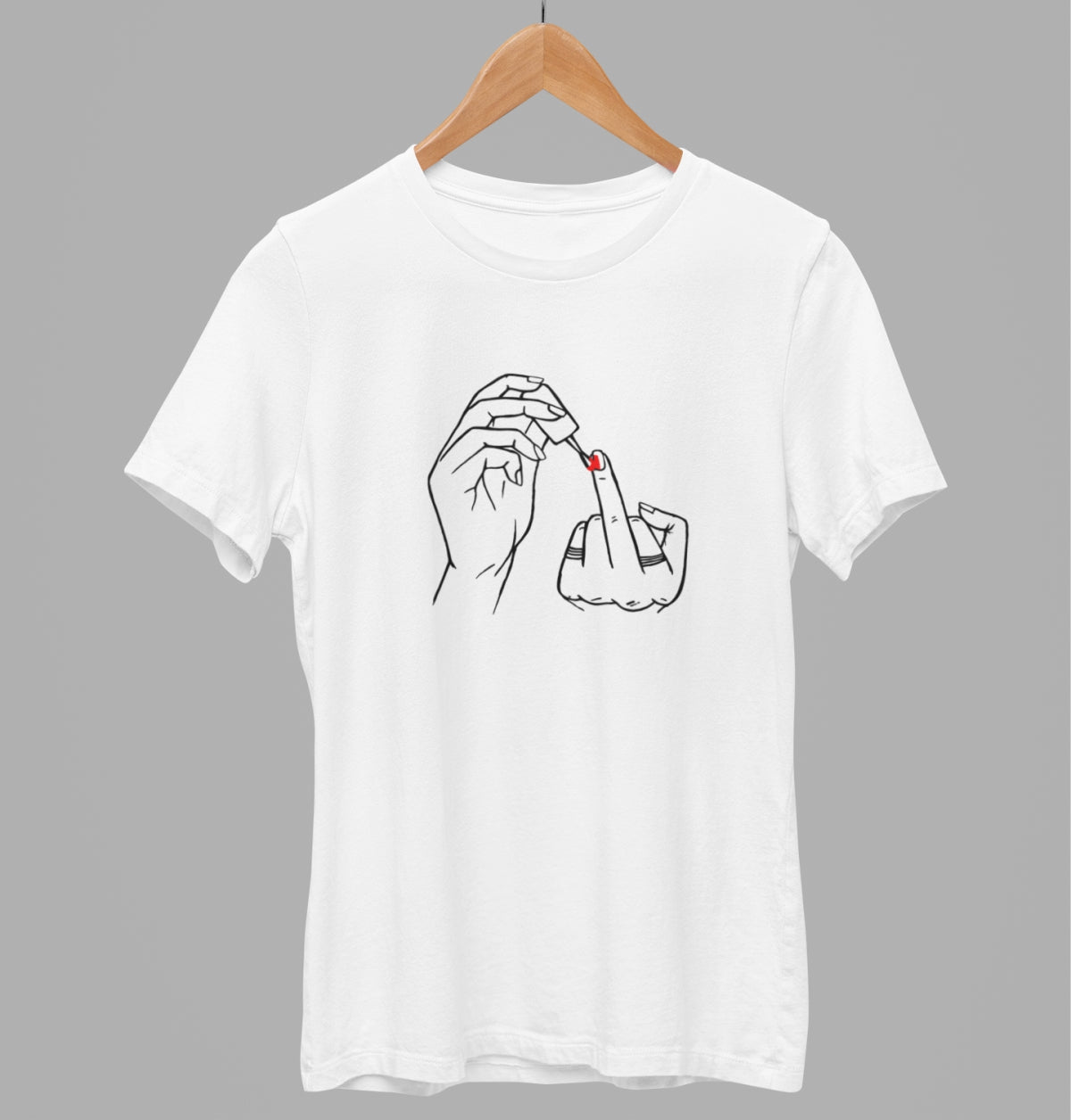 Balti Unisex marškinėliai "Raudonas nagų lakas"(S dydis) DIDYSIS IŠPARDAVIMAS!