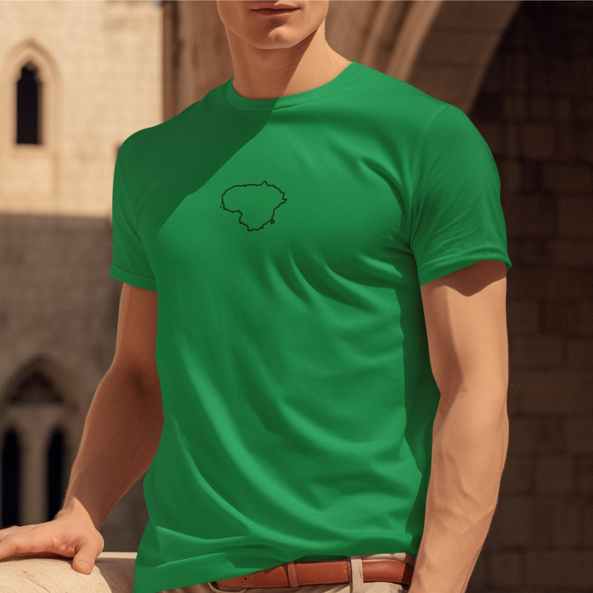 Žali UNISEX marškinėliai "Lietuvos kontūrai“ (Dydis M) DIDYSIS IŠPARDAVIMAS!