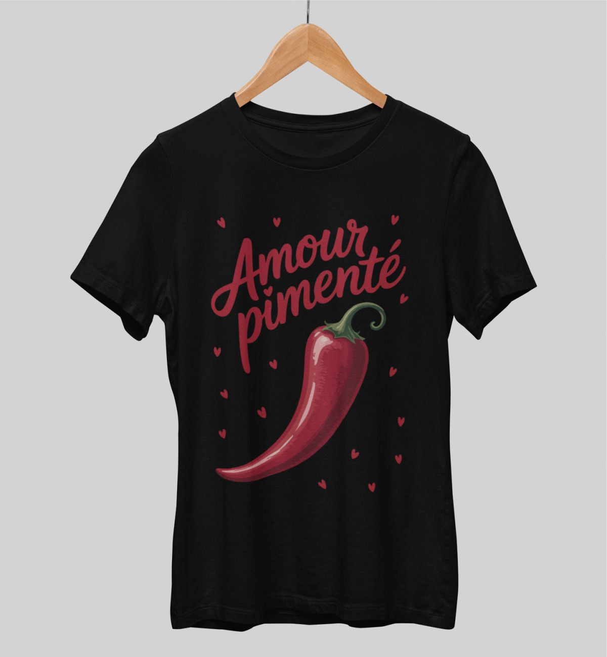 Juodi unisex marškinėliai "Spicy love"