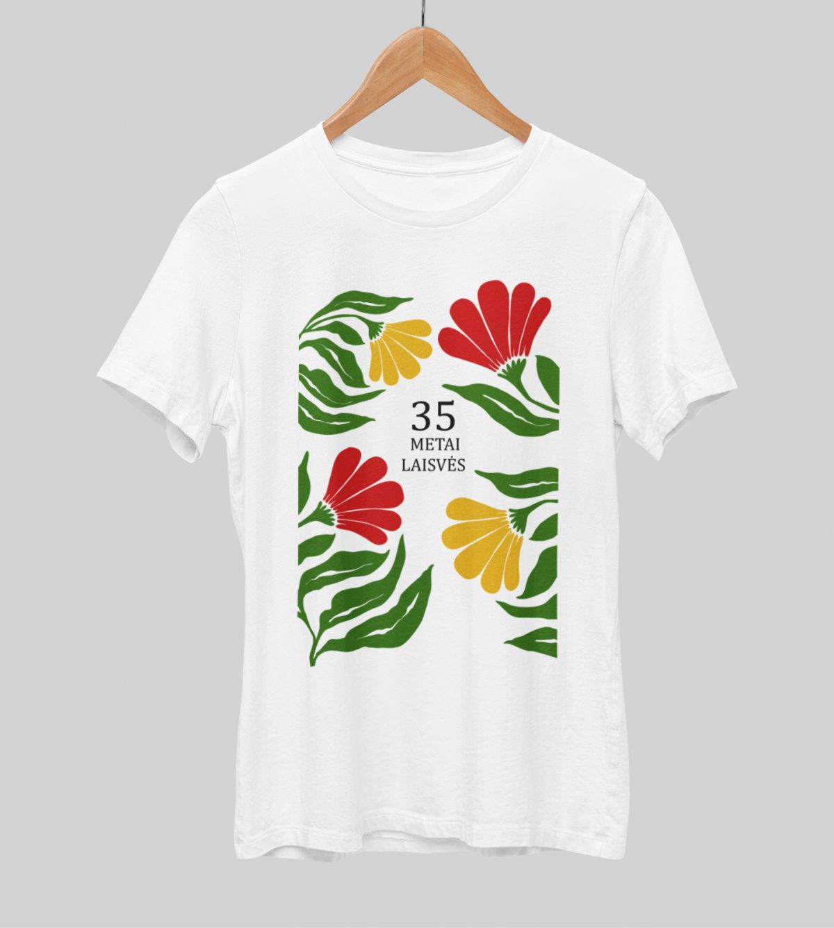 Balti unisex marškinėliai "35 metai laisvės"