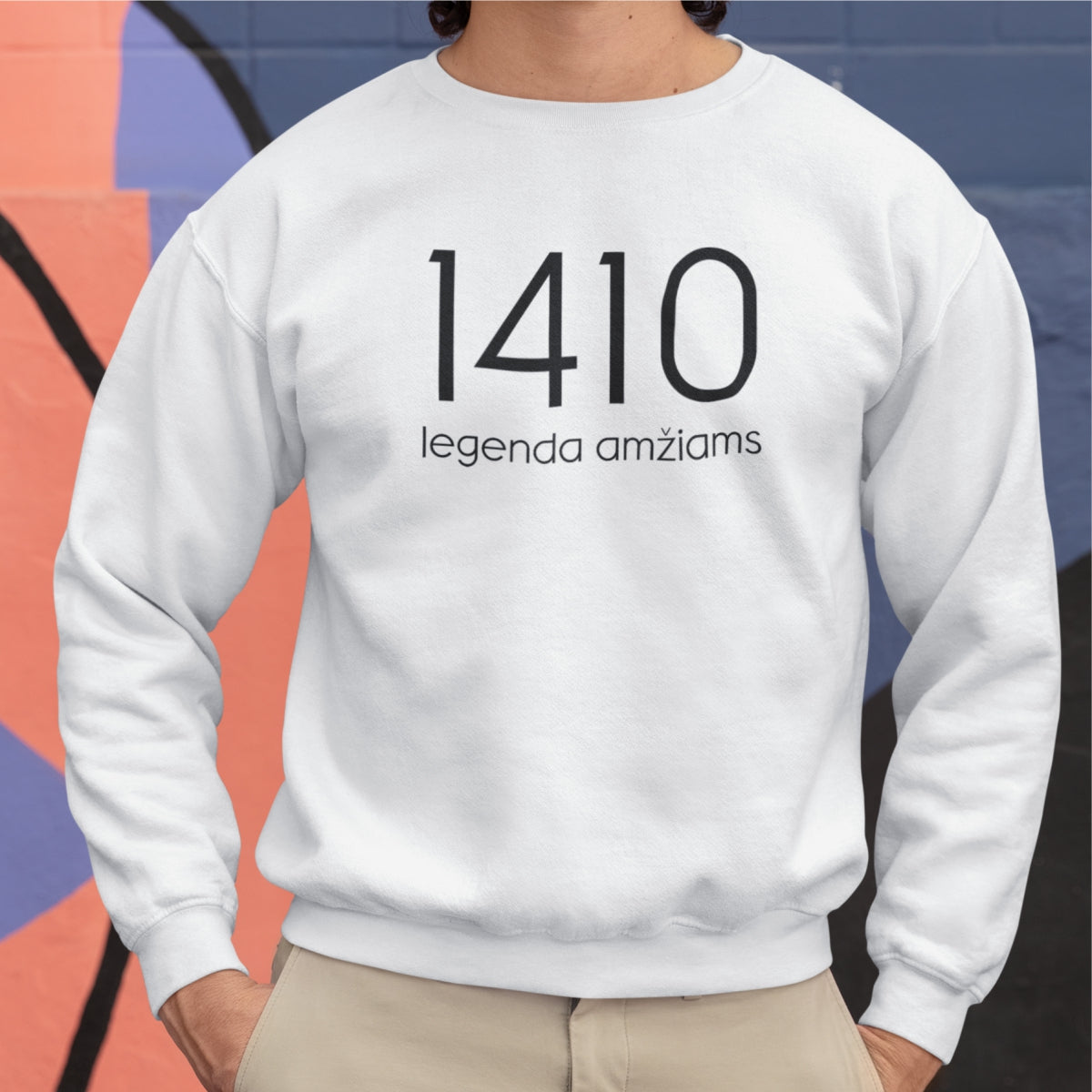 Baltas UNISEX džemperis be gobtuvo "1410"
