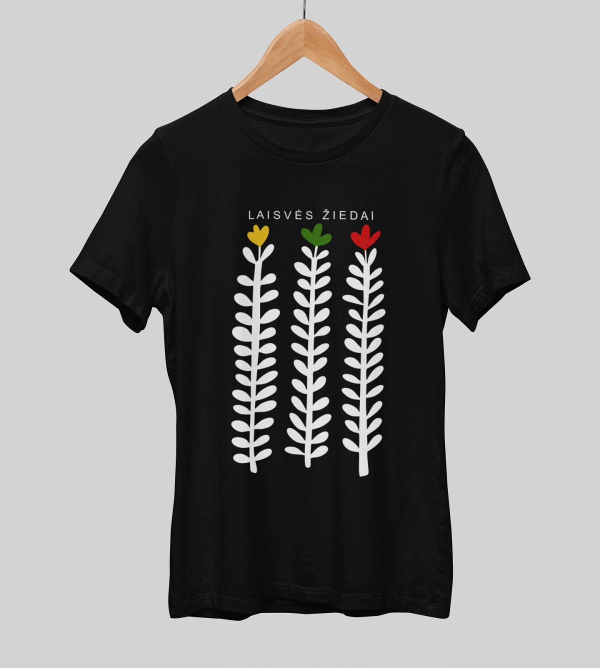 Juodi unisex marškinėliai "Laisvės žiedai"