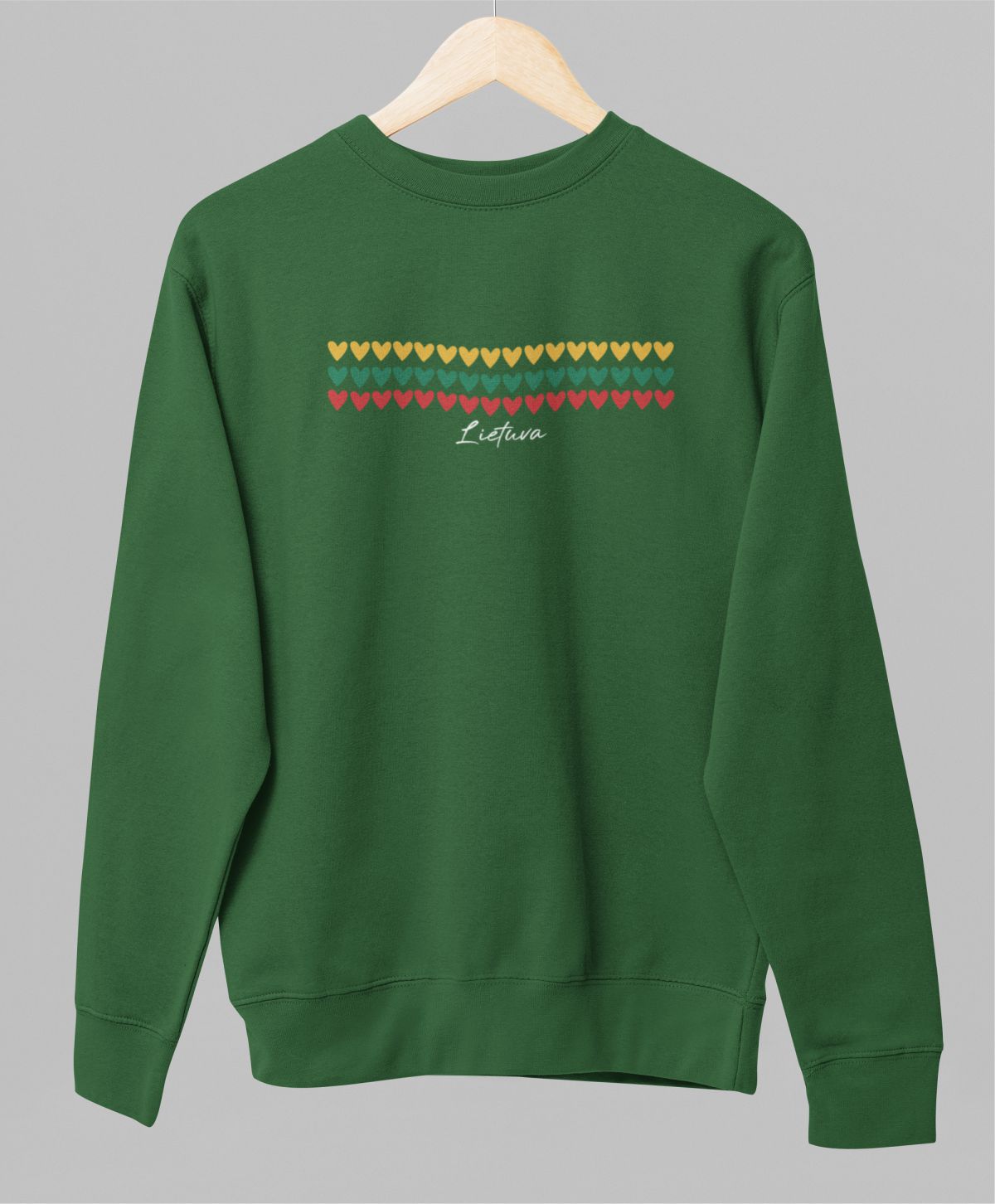 Tamsiai žalias džemperis be gobtuvo "Iš širdies"