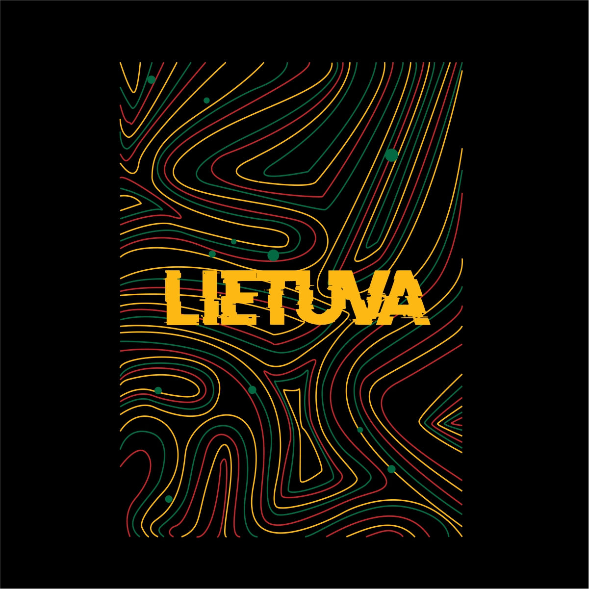 Juodi UNISEX marškinėliai su spauda ant nugaros  "Lietuvos fonas“