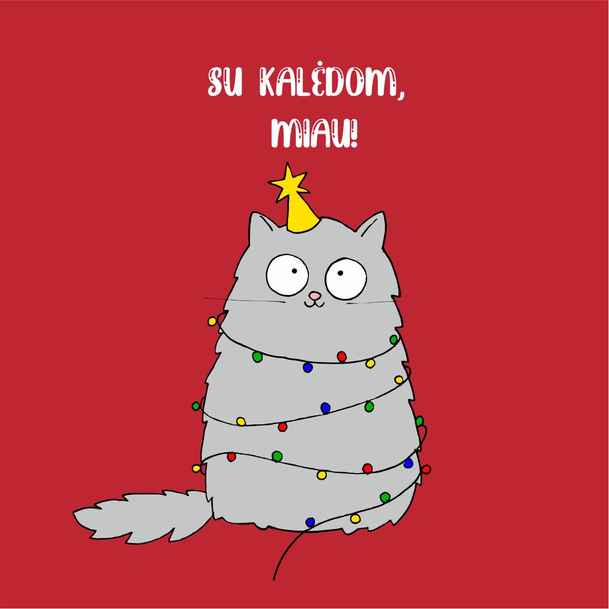 Raudoni UNISEX džemperiai šeimoms "Su Kalėdom, miau"