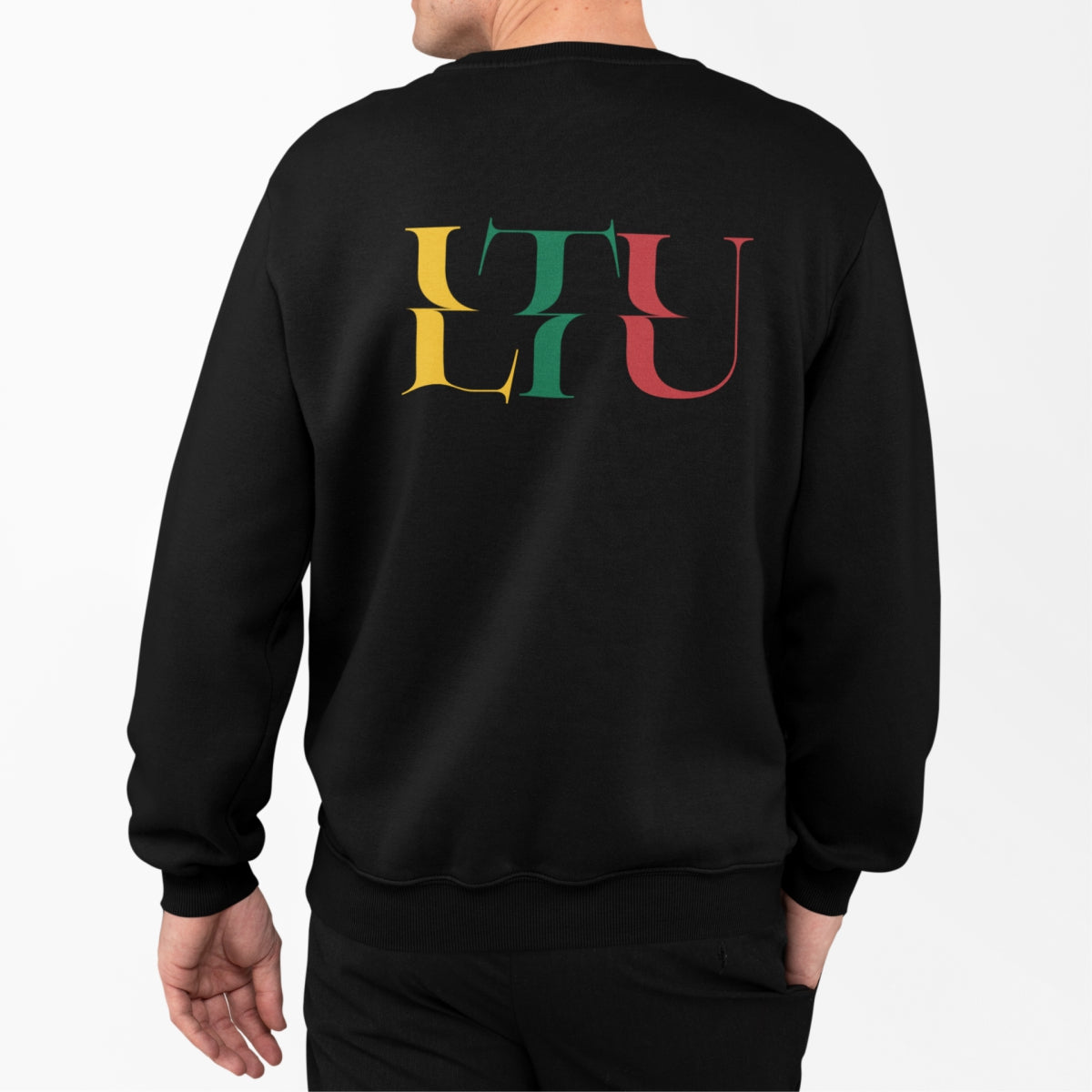 Juodas UNISEX džemperis su spauda ant nugaros "LTU"