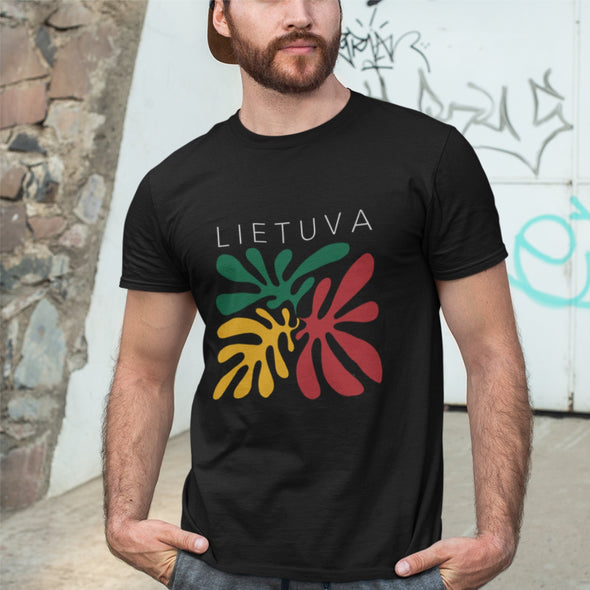 Juodi unisex marškinėliai "Lietuvos spalvos"