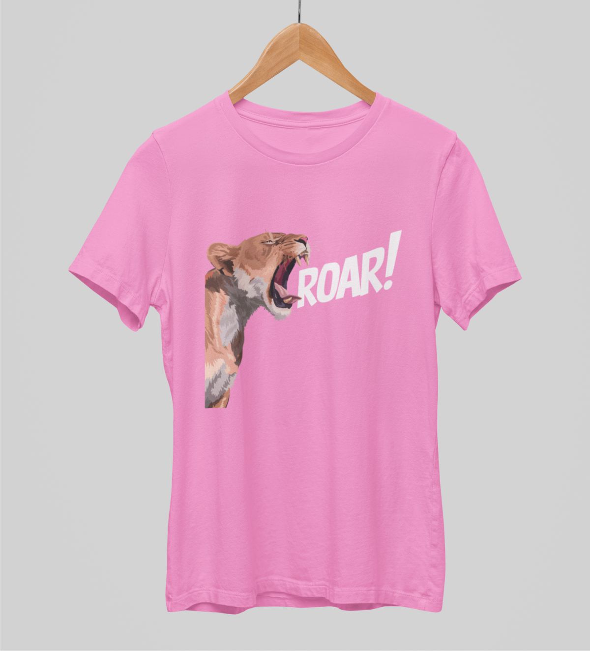 Rožiniai unisex marškinėliai "Roar"