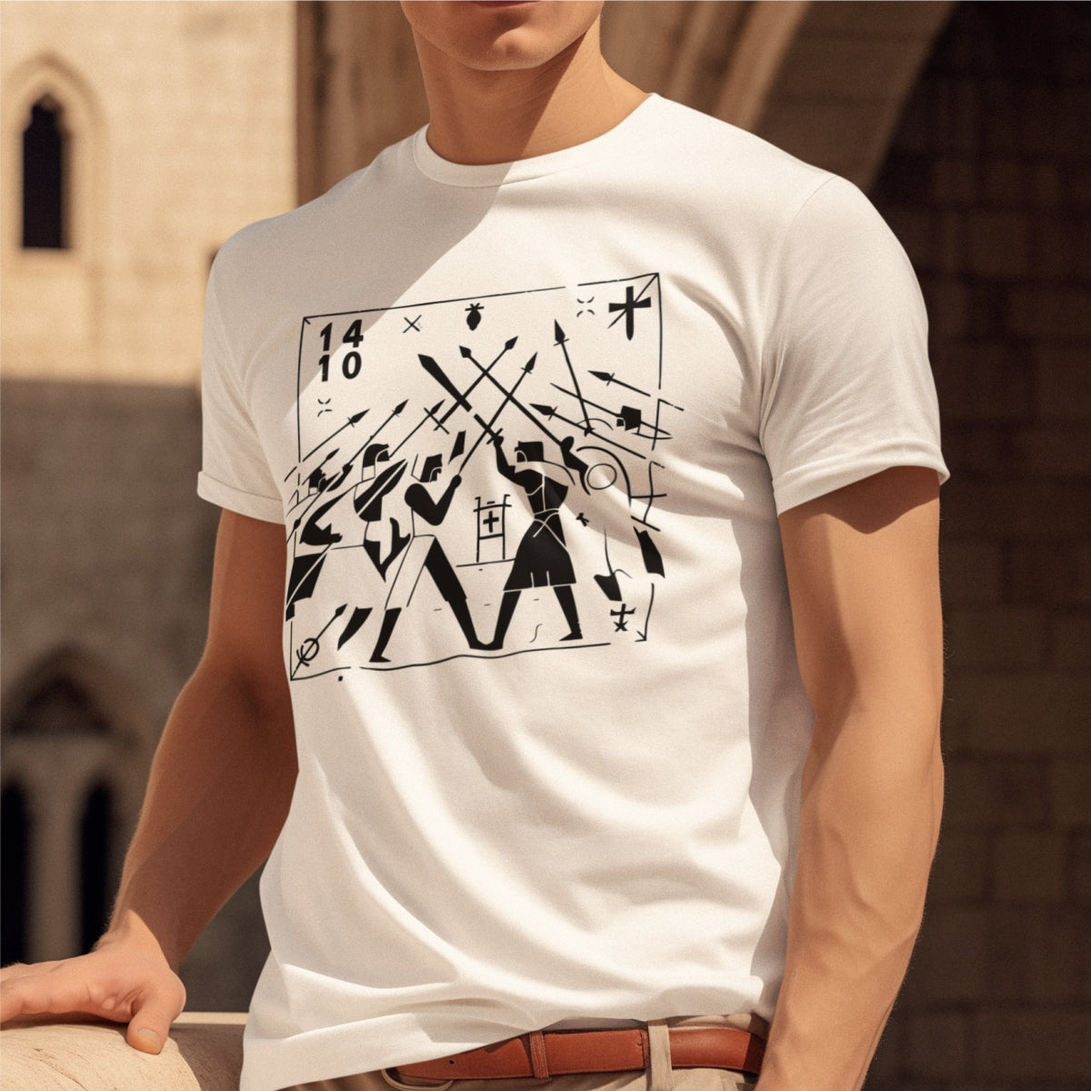 Balti unisex marškinėliai "1410 pergalė"