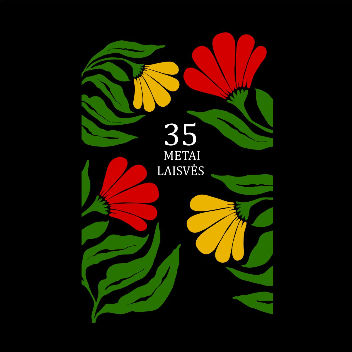 Juodas džemperis be gobtuvo "35 metai laisvės"