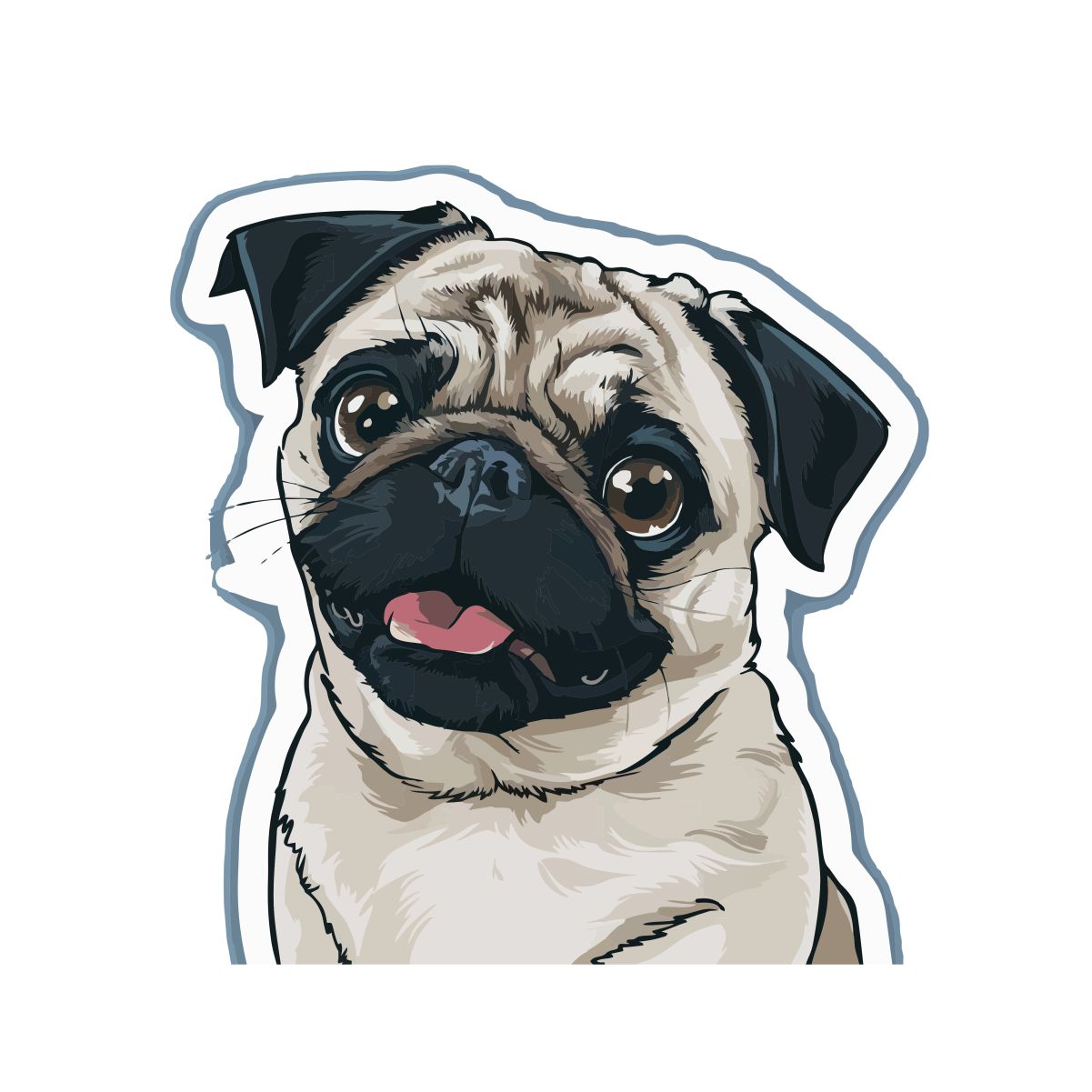 Balti UNISEX marškinėliai "Mopsas"