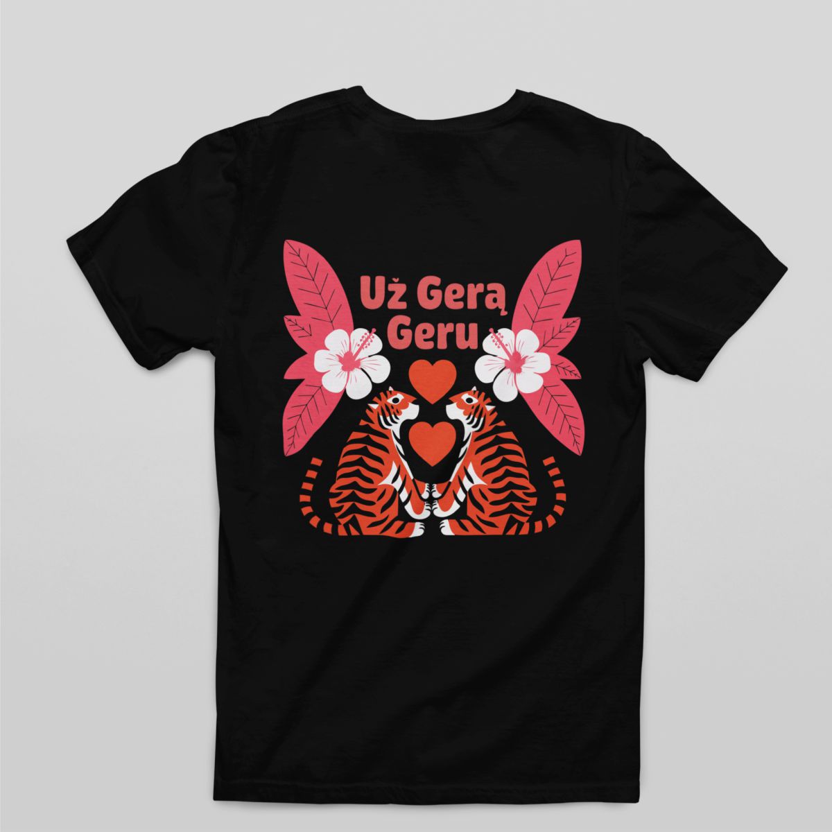 Juodi UNISEX marškinėliai su spauda ant nugaros "Už gerą geru"
