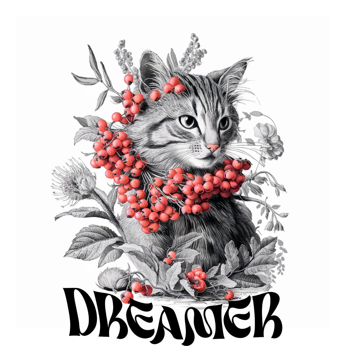 Balti marškinėliai su spauda ant nugaros  "Dreamer"