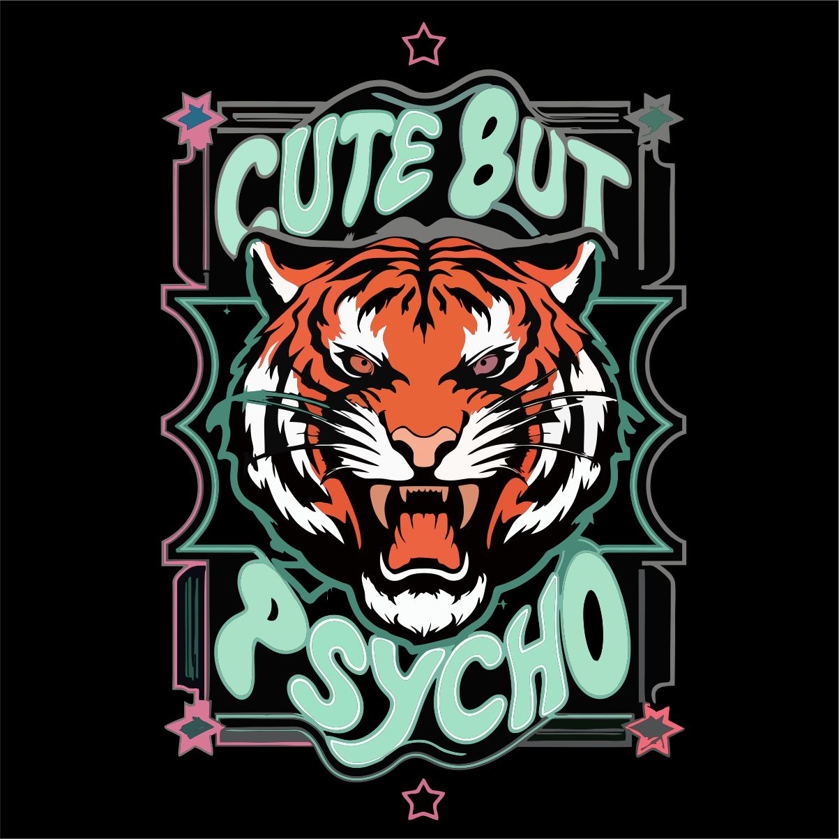 Juodi UNISEX marškinėliai su spauda ant nugaros "Cute but psycho"