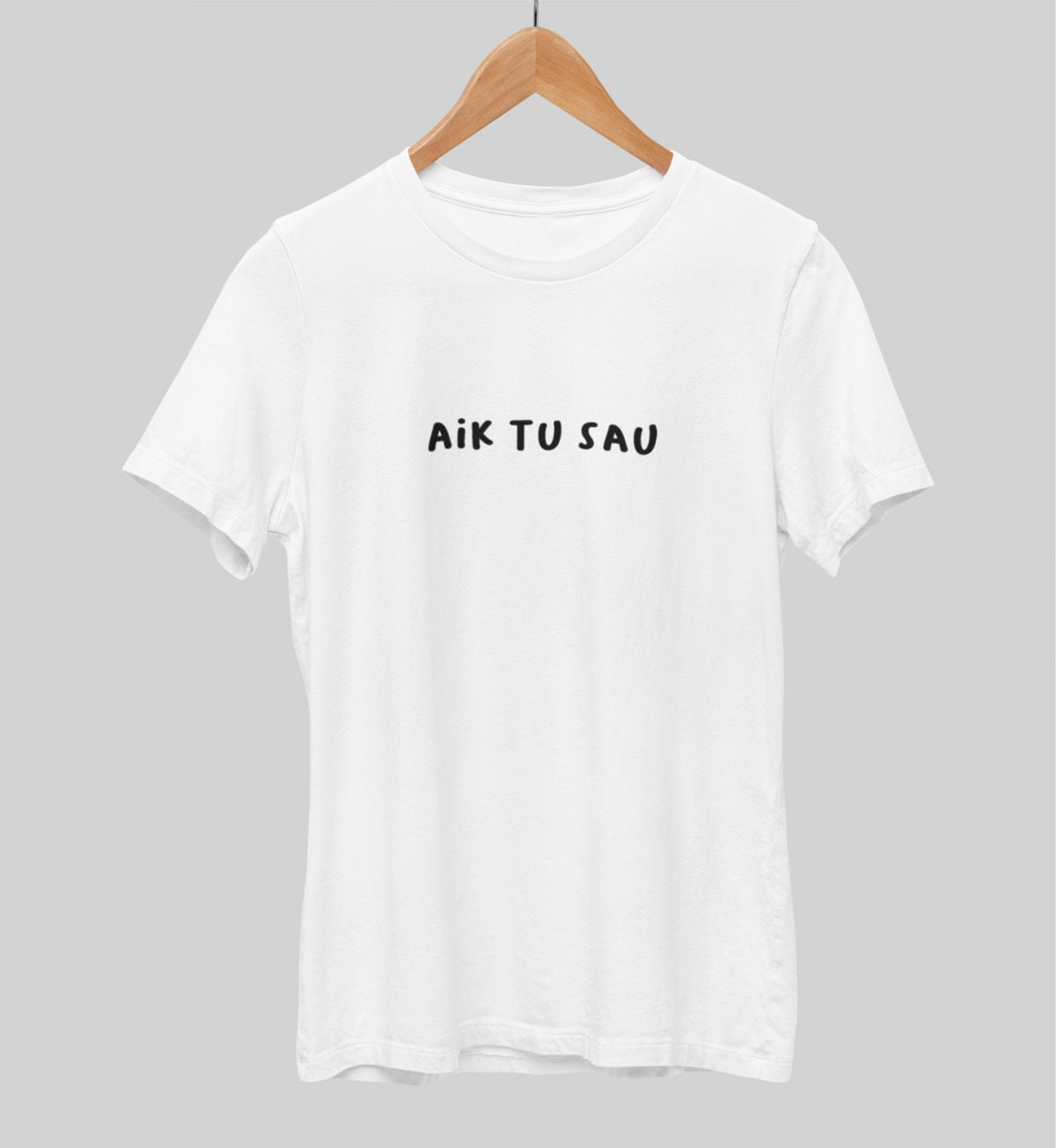 Balti UNISEX marškinėliai "Aik tu sau"