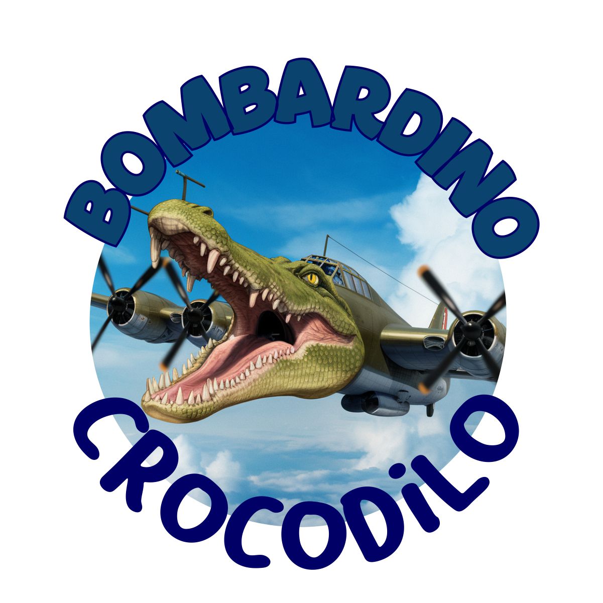 Balti unisex marškinėliai "Bombardino crocodilo"