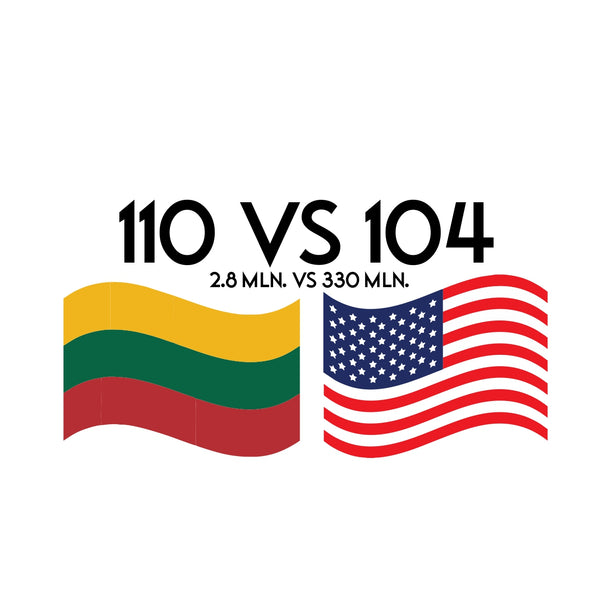 Balti UNISEX marškinėliai "LT vs JAV"