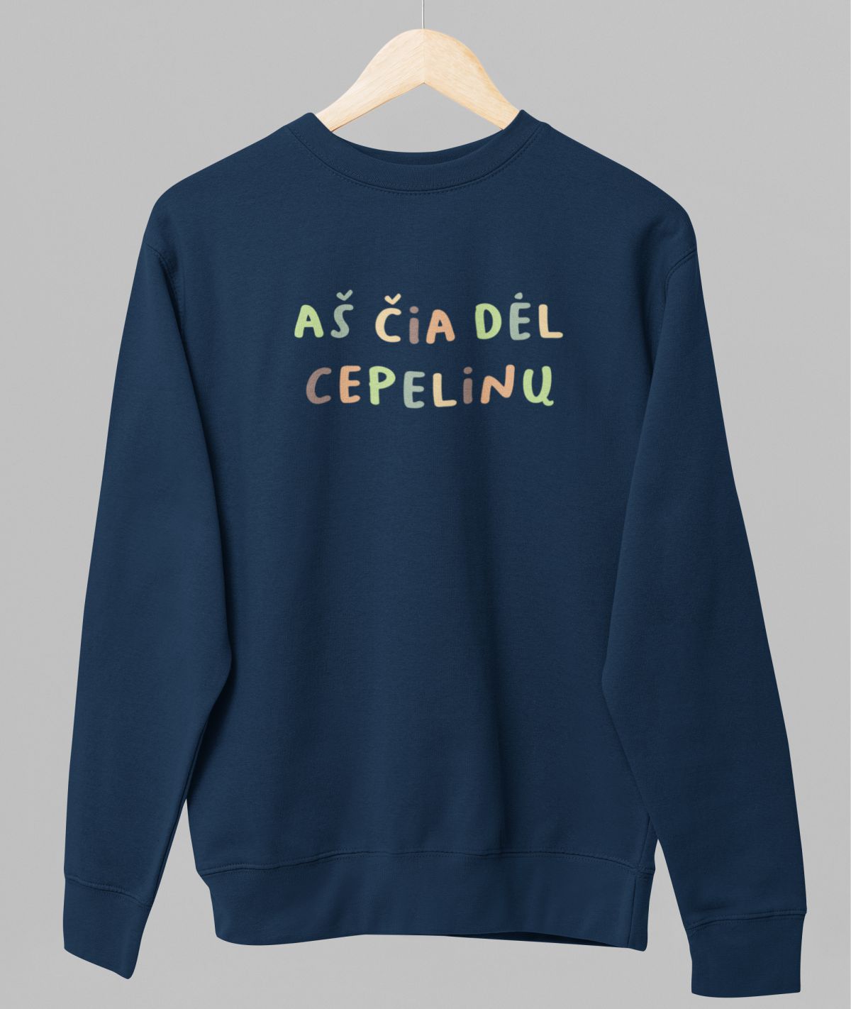 Mėlynas UNISEX džemperis "Aš čia dėl cepelinų"
